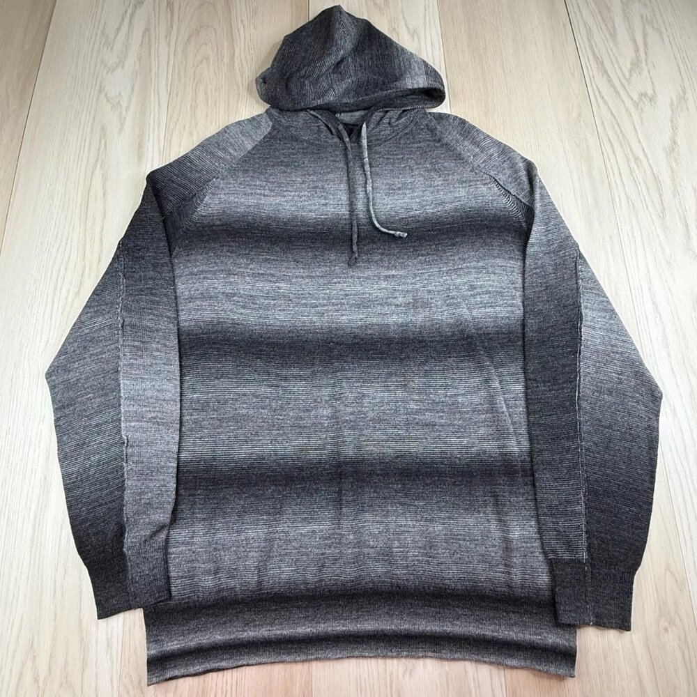 Goodman Mens Gray Striped Hooded Raglan Sleeve Classic Casual Sweater Size XXL